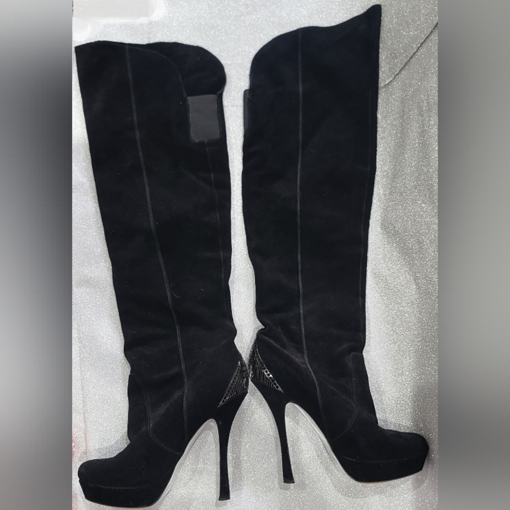 H by Halston Black Over the Knee Boots